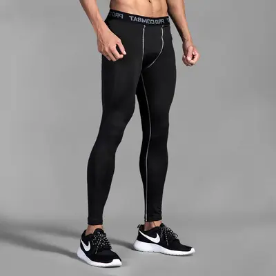 Men's Winter Fleece-Lined Thermal Sports Base Layer Pants, High-Stretch Compression - 10
