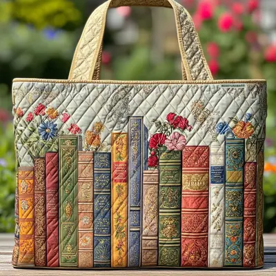 Handmade Tote Bag with Fox, Turtle and Book Pattern, Travel Bag - 7
