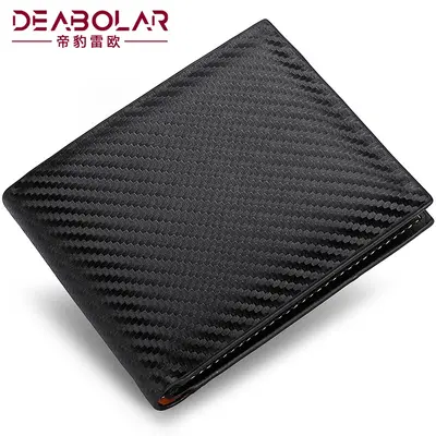 Carbon Fiber Men's Wallet with Zipper and Card Holder, Horizontal - 7