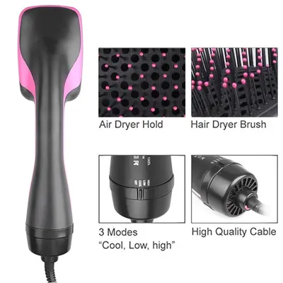 Amazon 2-in-1 Hot Air Brush Multifunctional Hair Dryer Wet and Dry Dual-Use Lazy Curling and Straightening Brush