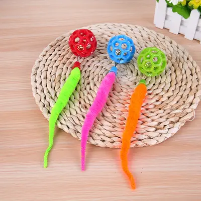 Çanlı kedi oyuncağı, TPR plastik oyuklu top, iki renkli - 8