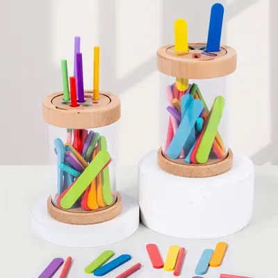 Wooden Montessori rod for children's sensory education, learning color classification, sensory educational toy, travel game stick.