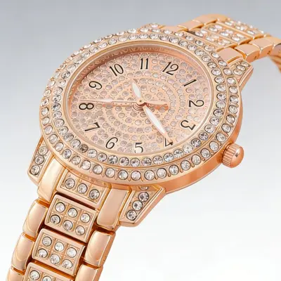 Women's Best-Selling Starry Sky Rhinestone Watch Roman Round Lucky Basin Full Diamond Bracelet Set Quartz Watch