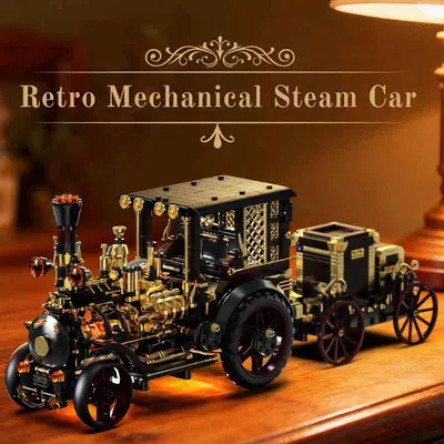 Huiji H1003 Retro Mechanical Steam Vintage Car Building Block Set, Educational Toy