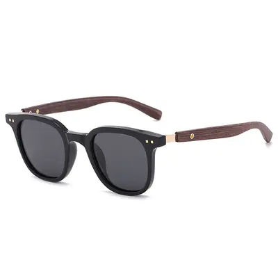 Ahşap Desenli Kollu Retro Güneş Gözlüğü, UV Korumalı, Unisex
