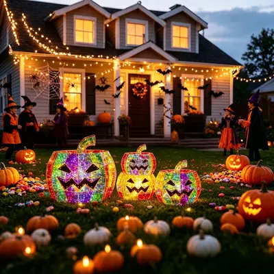 Halloween LED leuchtende Kürbislampe Bunte Dekorationsrequisite Magische Partydeko Halloween Gartendekoration Ornament