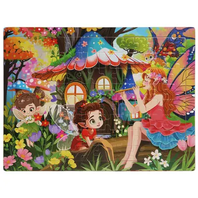 Ahşap 80 Parça Puzzle, Karikatür Dinozor ve Hayvanlar - 7