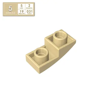 1x2 Reverse Curved Piece Compatible with LEGO 24201 Building Blocks - 12