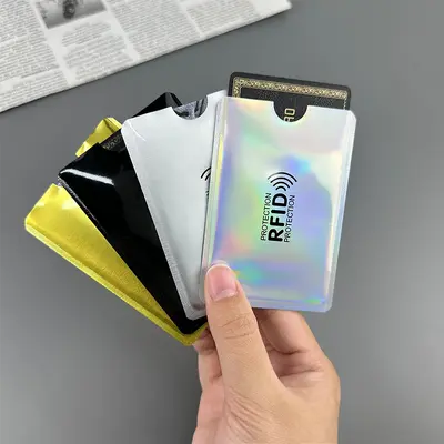 Sınır ötesi nokta lazer anti-manyetik kart tutucu alüminyum folyo kimlik kartı tutucu banka kartı tutucu anti-hırsızlık RFID koruyucu kart tutucu