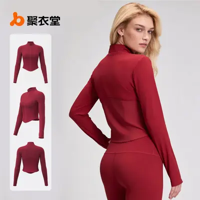 Women's Yoga Jacket, Stand-Collar Long-Sleeve, Running and Pilates Sports Top - 4