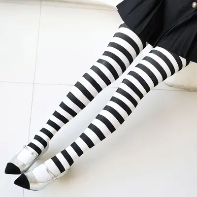 Women's Retro Striped Tights, High Elasticity, Breathable, Sweat-Absorbing - 7