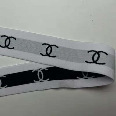Elastic Rubber Band with Letter Print, Black Text on White Background - 3