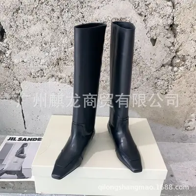 Damen-Westernstiefel aus echtem Leder, eckige Spitze, Retro-Stil