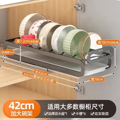 Kitchen pull-out dish rack with draining shelf - 9