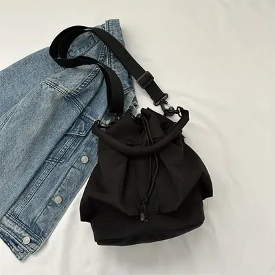 Women's Bucket Bag, Large Capacity Single-Shoulder, Korean Style - 7