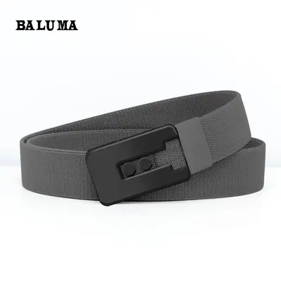 Baluma hochelastischer Segeltuch-Ledergürtel für Herren Nylon-Taktikgürtel modischer Doppelschnallengürtel vielseitiger Hosengürtel - 7