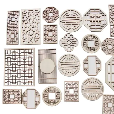 Yeni Çin tarzı antika paravan ahşap dekorasyon aksesuarları ahşap bardak altlıkları fincan altlıkları kase altlıkları DIY ahşap süsler