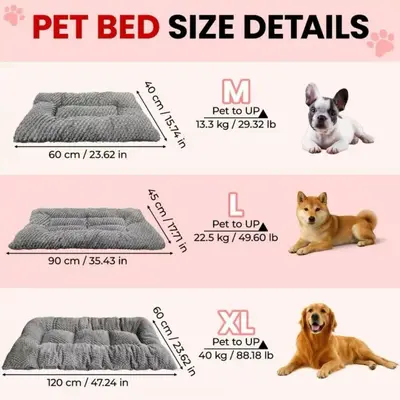 Thick Plush Dog Bed for Winter, All-Season, Checkerboard Pattern - 3
