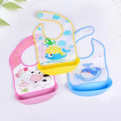 Cartoon EVA bib, removable pocket, waterproof
