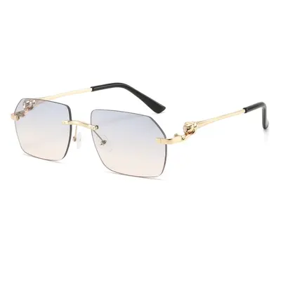 Frameless Leopard Print Driving Sunglasses for Men, UV Protection Metal - 11