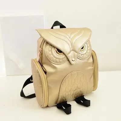Women's Small Owl PU Backpack for School and Travel - 4