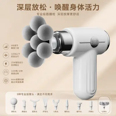 Mini Fascia Massage Gun, 9 Replaceable Heads, Neck Massager Included - 8
