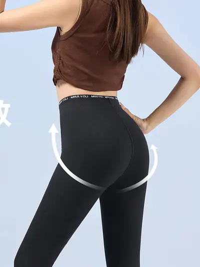 Wine Red Women's High-Waist Elastic Shark Pants for Spring and Autumn - 5