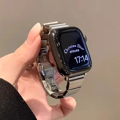 Metal Bamboo-Joint Watch Band with Butterfly Clasp for Apple Watch S10/11
