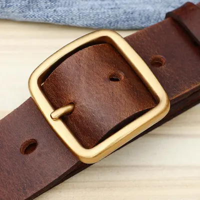 Authentic First Layer Pure Cowhide Belt Paul Men's Cowhide Belt Retro Alloy Genuine Leather Young and Middle-Aged Denim Belt