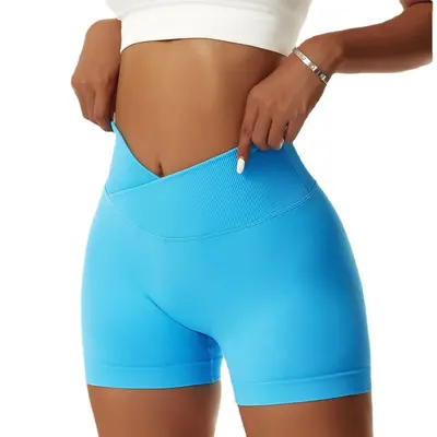 Peach butt capri leggings, mid-waist, crossover waist yoga shorts