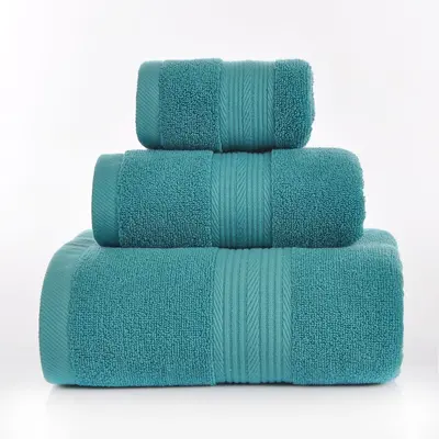 Bathroom towel set, three pieces, 100% cotton, thick and absorbent - 13