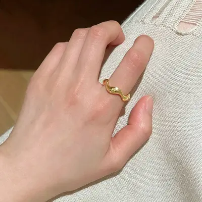 S925 sterling silver geometric zircon stackable ring, gold-plated - 11