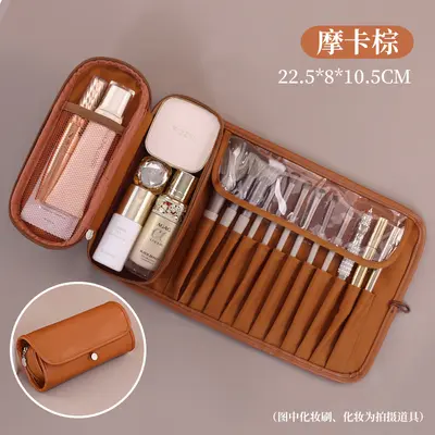 亚马逊PU化妆刷收纳包可折叠纹绣工具眉笔工具包旅行化妆刷包储物 - 9