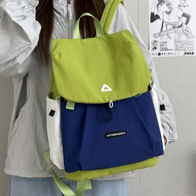 Contrast Color Drawstring Backpack, Large Capacity Outdoor - 5