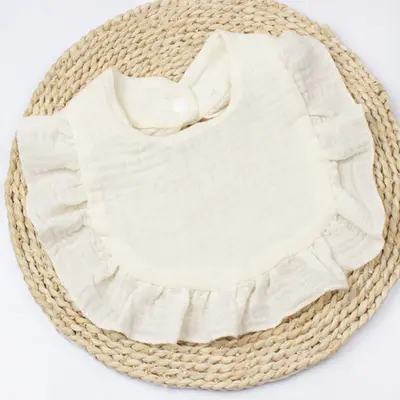 Baby Drool Bib with Ruffles and Lace, Cute Design - 10
