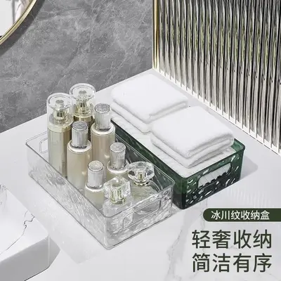 Acrylic frost pattern cosmetic storage box, transparent, large capacity - 4