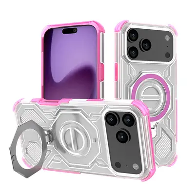 iPhone 17 Transparent Magnetic Case, Air-Cushion Corners, With Stand - 11