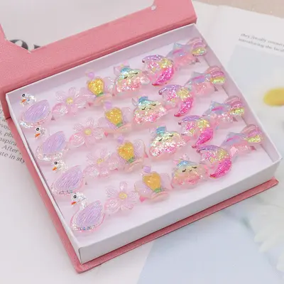 Children's Princess Rings Set for Girls, 24 Pieces in Box - 11
