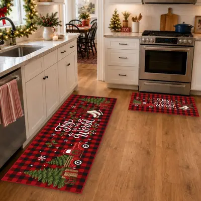 Christmas Floor Mat Two-Piece Set, Absorbent and Waterproof for Kitchen and Bathroom - 11