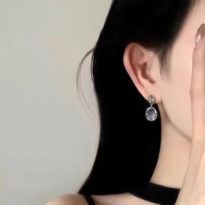 S999 sterling silver blue starry sky earrings