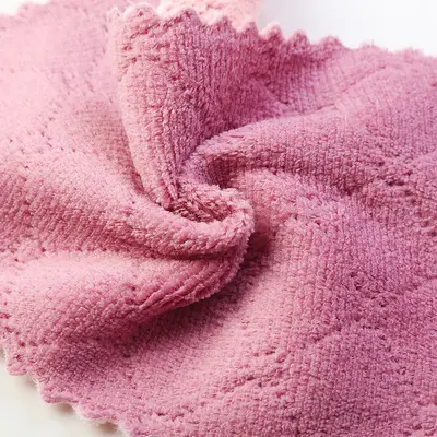 Coral Fleece Kitchen Cleaning Cloth Absorbent Non-Shedding Microfiber Dish Towel Oil-Resistant Scrubbing Cloth