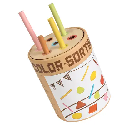 Holz-Montessori-Sortierbehälter für Farben und Formen, Babyspielzeug