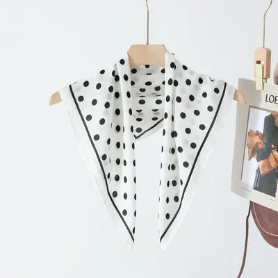 70cm Small Square Imitation Silk Satin Women's Scarf with Letter Print - 9