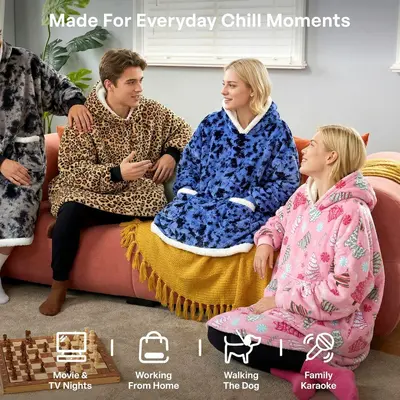 Tie-Dye Hooded Wearable Blanket, Sherpa, Flannel - 4