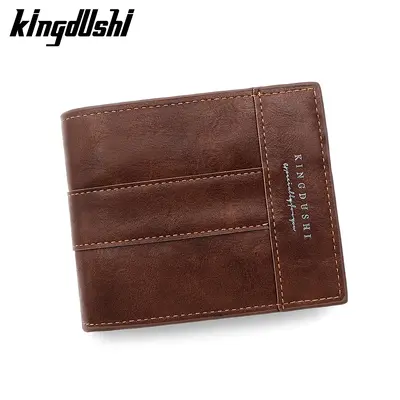 Korean Style Men's Wallet Short Casual Patchwork Hinged Tri-fold Wallet Multi Card Slots Coin Pocket ID Holder Men's Clutch