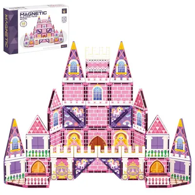 Pink Castle Magnetic Building Blocks Toy for Girls - 5