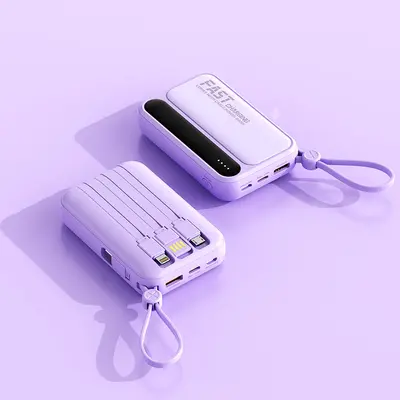 Factory Wholesale Mini Built-in Cable Power Bank 20000mAh Large Capacity Portable Mobile Charger Custom Gift Printing - 6