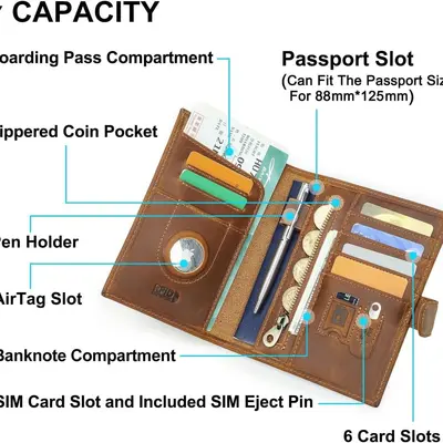 Vintage pasaport cüzdanı RFID korumalı gerçek deri