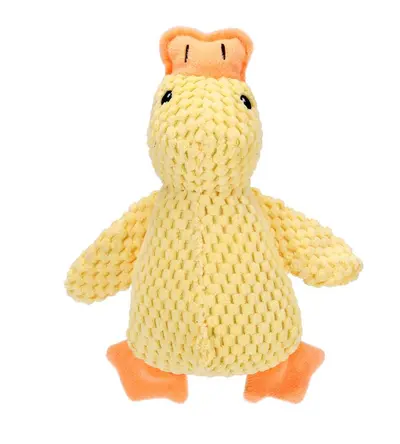 Plush Yellow Duck Cat Toy with Crinkle Paper and Catnip - 7