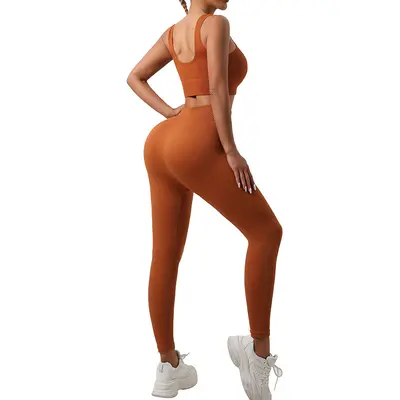 Seamless Yoga Set Open-Back Strappy Women's Suit - 13